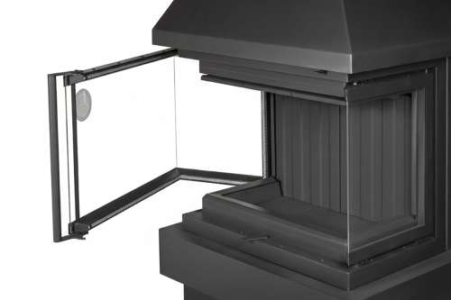 Камин ПРАГА три стекла NEW черный, шамот черный