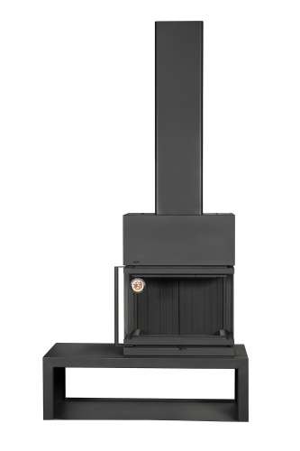Камин МАДРИД на дровнике Гигант справа черный шамот подовый