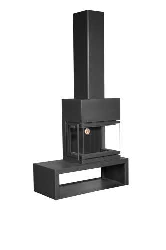 Камин МАДРИД на дровнике Гигант справа черный шамот подовый