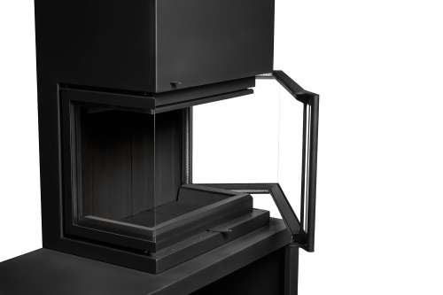 Камин МАДРИД на дровнике Гигант справа черный шамот подовый